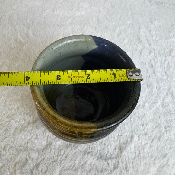 Artisan Handcrafted Pottery Stoneware Multicolor Artist Studio Vase 87' Signed - Picture 7 of 8